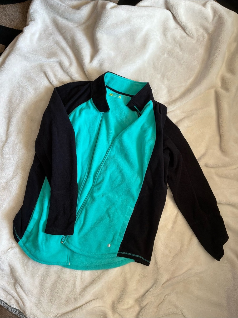 Xersion Aqua Front Black Sleeve Zip Hoodie for Kids